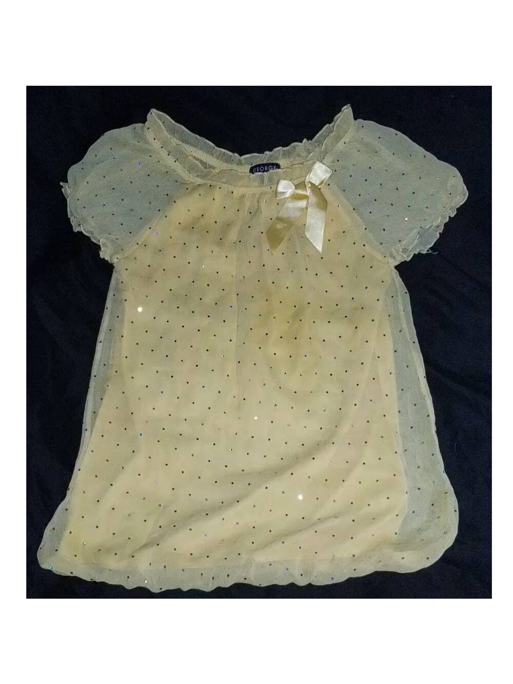 Girls 10-12 yellow sheer top with shiny spots